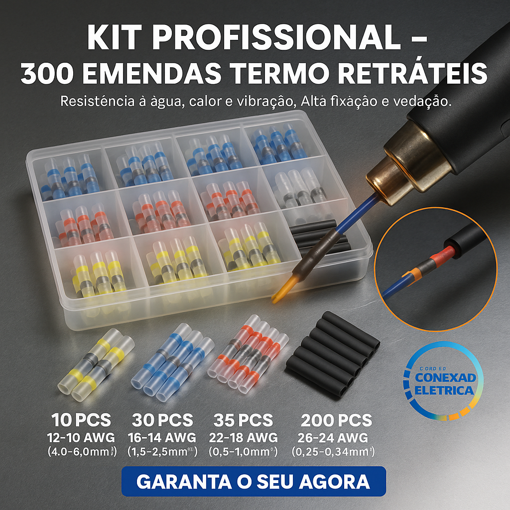 Kit De Tubo Termo Retrátil Com Emenda De Fio Anel De Estanho - 300 pçs - Loja da Conexão Elétrica