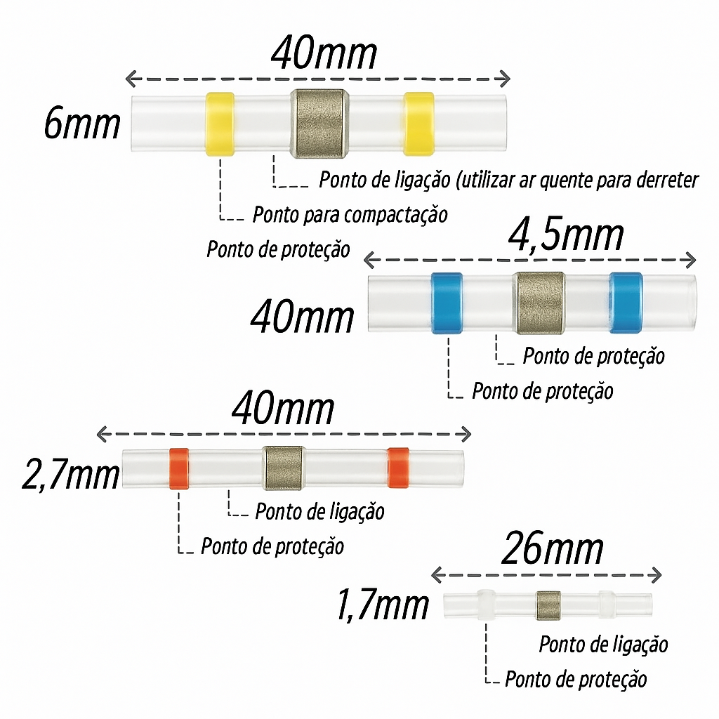 Kit De Tubo Termo Retrátil Com Emenda De Fio Anel De Estanho - 300 pçs - Loja da Conexão Elétrica