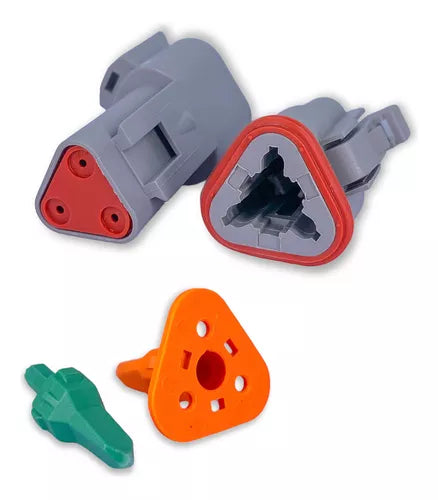 Kit Conector Deutsch/Amphenol Três Vias Macho E Fêmea AT06-3s AT04-3p 3p - Loja da Conexão Elétrica
