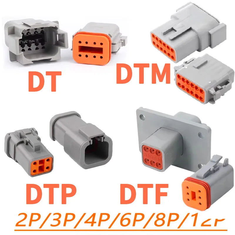 DEUTSCH DT / DTM / DTP / DTF Series IP68 Sealed Connector Kits – 2 to 12 Pin Flange Mount for Automotive, Truck & Marine Wiring Systems