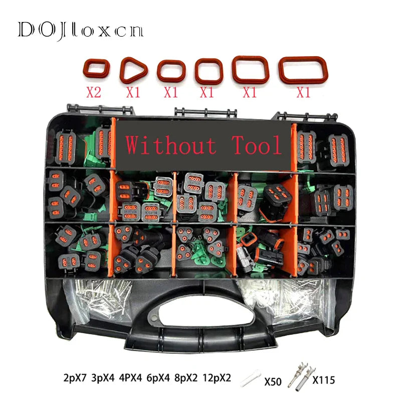 321PCS Deutsch DT Series Waterproof Connector Kit – DT06-2/3/4/6/8/12S & DT04-2/3/4/6/8/12P with Terminals Repair Tool Box