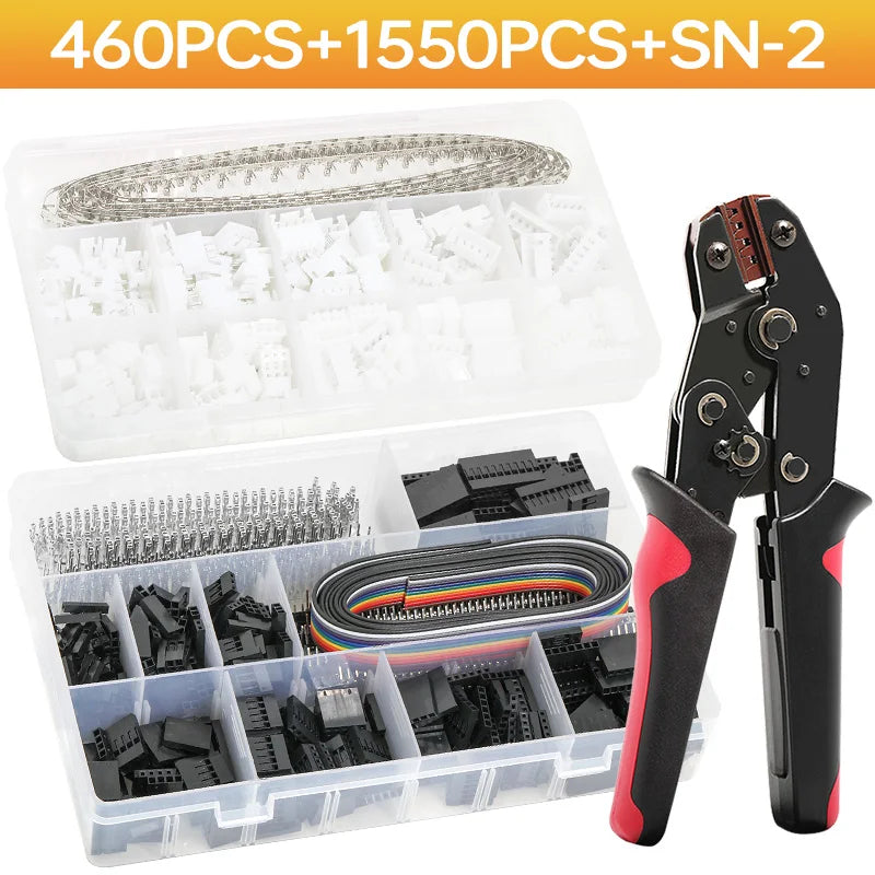 460/1550PCS Micro JST-XH & Dupont Wire Connector Kit 2.54mm – 2/3/4/5/6-Pin Male & Female Pin Header Jumper Cable Housing Adapter Set