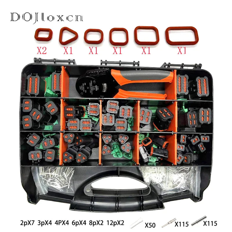321PCS Deutsch DT Series Waterproof Connector Kit – DT06-2/3/4/6/8/12S & DT04-2/3/4/6/8/12P with Terminals Repair Tool Box