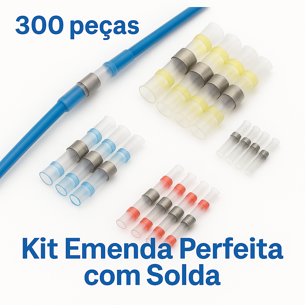 Kit De Tubo Termo Retrátil Com Emenda De Fio Anel De Estanho - 300 pçs - Loja da Conexão Elétrica