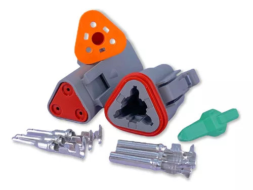 Kit Conector Deutsch/Amphenol Três Vias Macho E Fêmea AT06-3s AT04-3p 3p - Loja da Conexão Elétrica