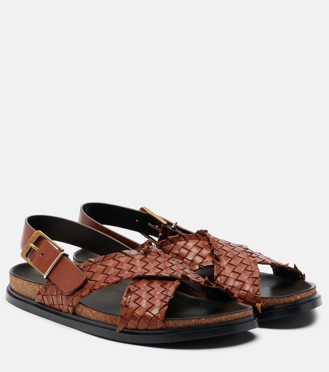 The Bax Buckle woven leather sandals