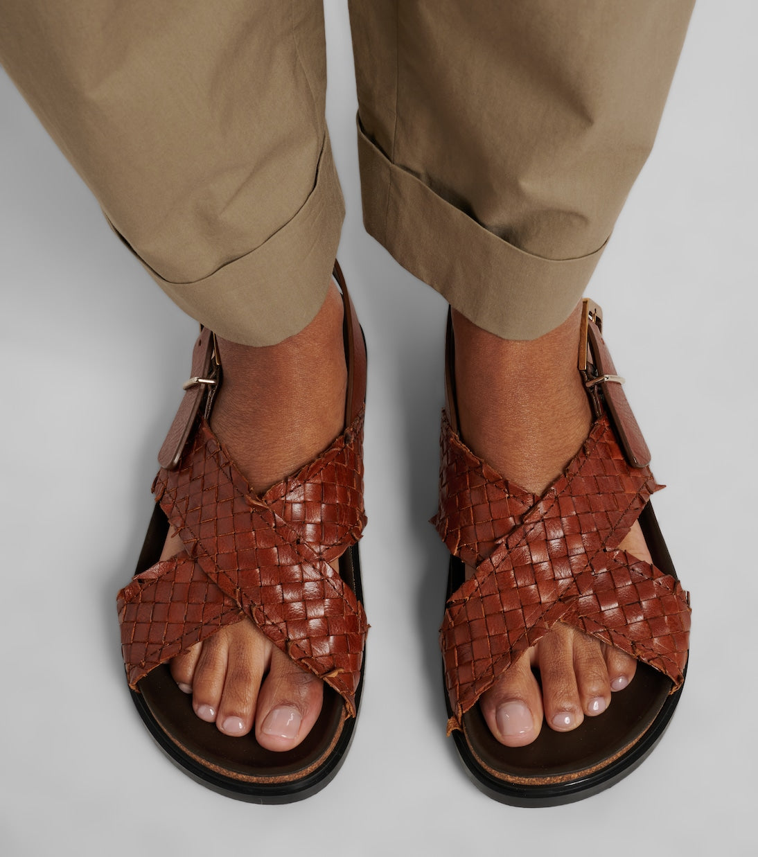 The Bax Buckle woven leather sandals