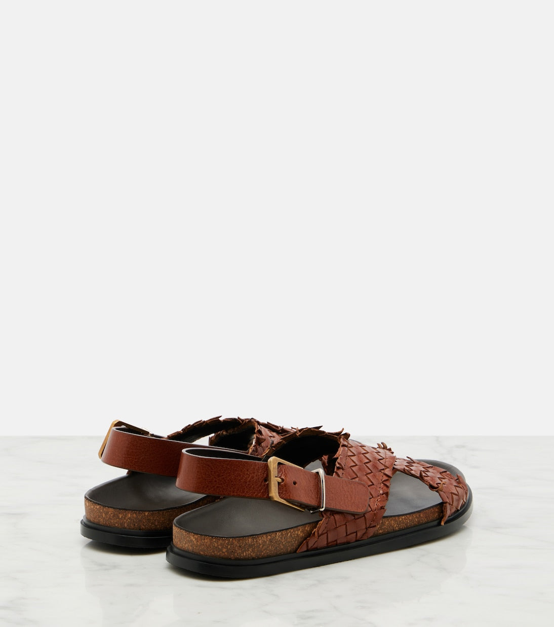 The Bax Buckle woven leather sandals