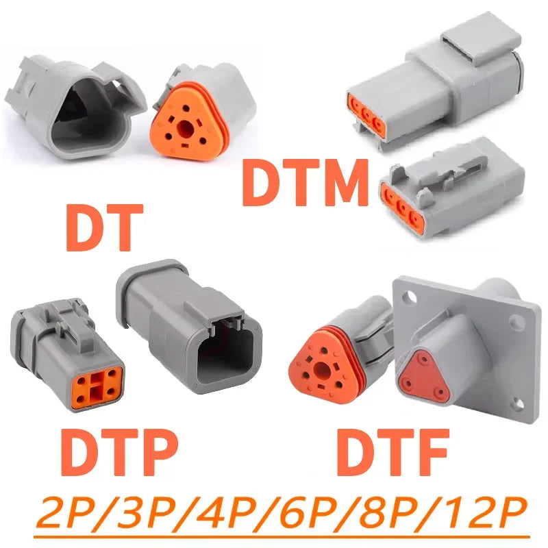 DEUTSCH DT / DTM / DTP / DTF Series IP68 Sealed Connector Kits – 2 to 12 Pin Flange Mount for Automotive, Truck & Marine Wiring Systems