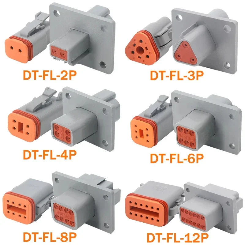 DEUTSCH DT / DTM / DTP / DTF Series IP68 Sealed Connector Kits – 2 to 12 Pin Flange Mount for Automotive, Truck & Marine Wiring Systems