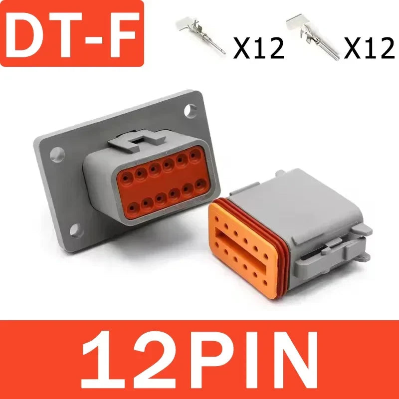DEUTSCH DT / DTM / DTP / DTF Series IP68 Sealed Connector Kits – 2 to 12 Pin Flange Mount for Automotive, Truck & Marine Wiring Systems